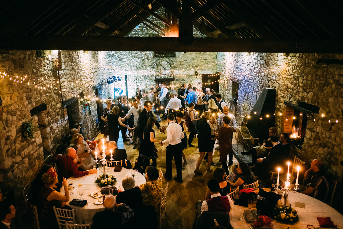 004 AERIAL SHOT OF CEILIDH AT PENCOED HOUSE WEDDING PHOTOGRAPHER CARDIFF